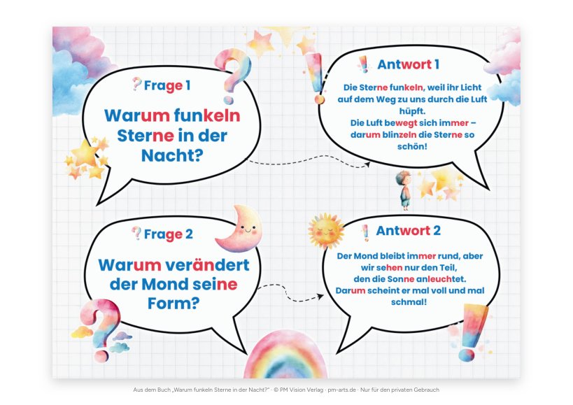 Vorschau: 8 Kinderfragen: Sterne, Mond und Regenbogen