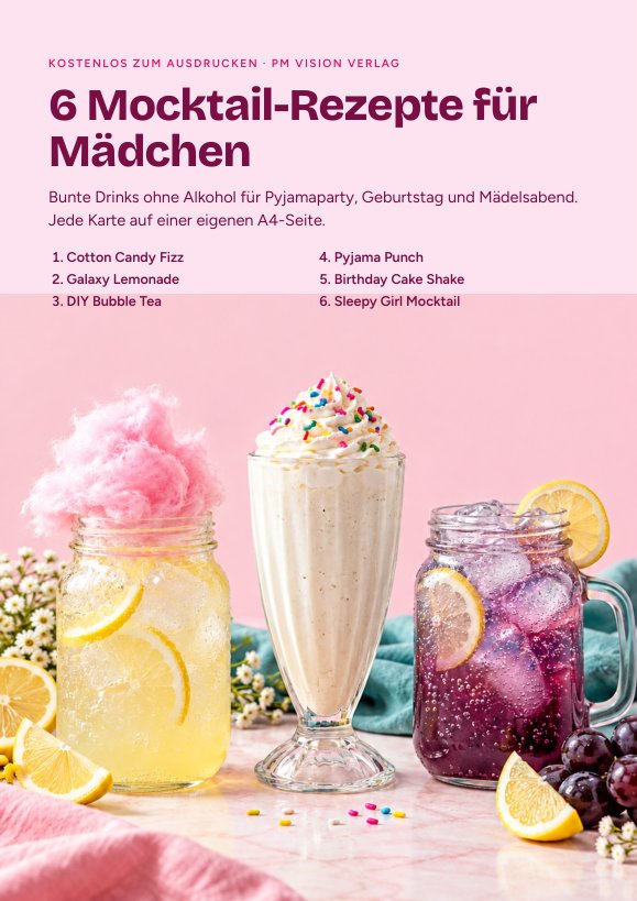 Vorschau: 6 Mocktail-Rezeptkarten zum Ausdrucken